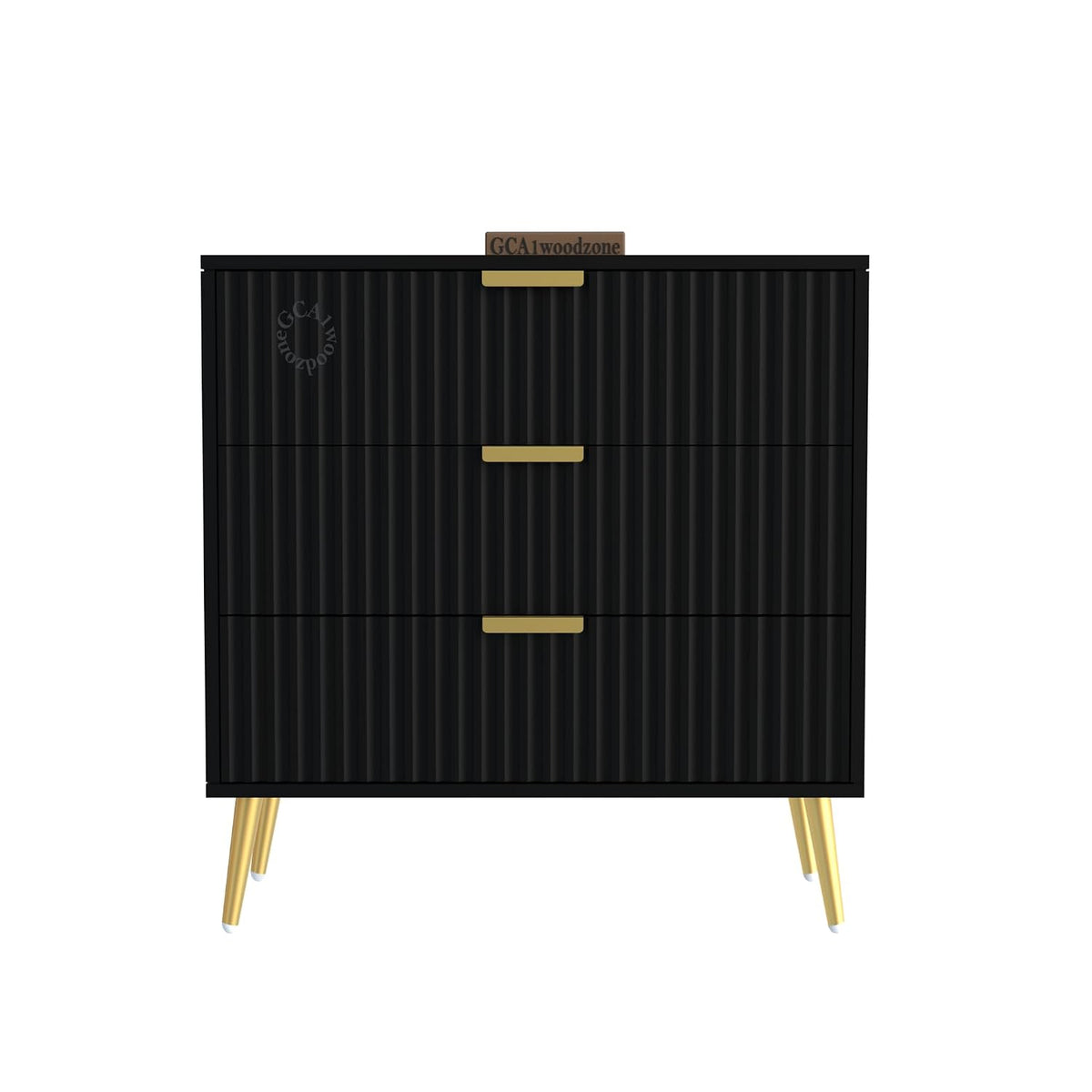 Black Fluted 3-Drawer Storage Cabinet | Modern Design furnitell