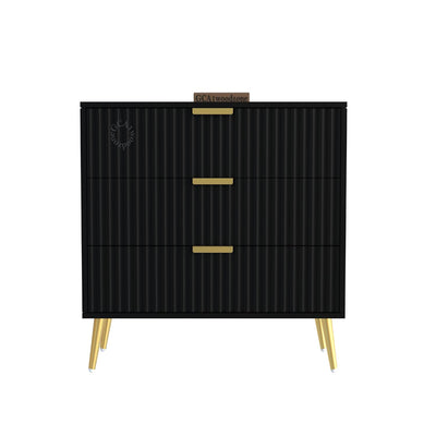 Black Fluted 3-Drawer Storage Cabinet | Modern Design furnitell