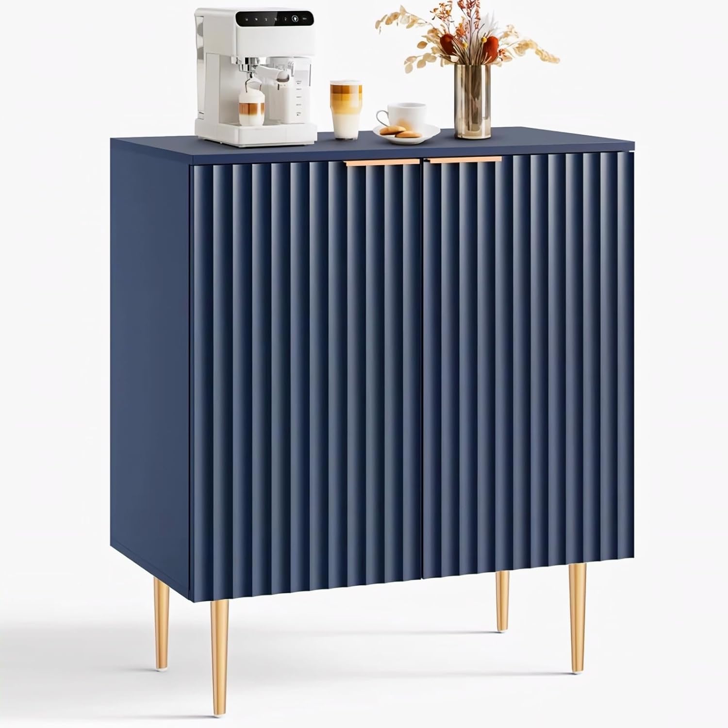 Navy Blue Fluted Sideboard Cabinet | Modern Storage Furnitell