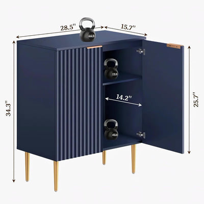 Navy Blue Fluted Sideboard Cabinet | Modern Storage Furnitell