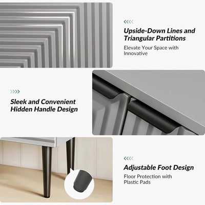 White Geometric Fluted Sideboard Cabinet | Modern Storage Furnitell
