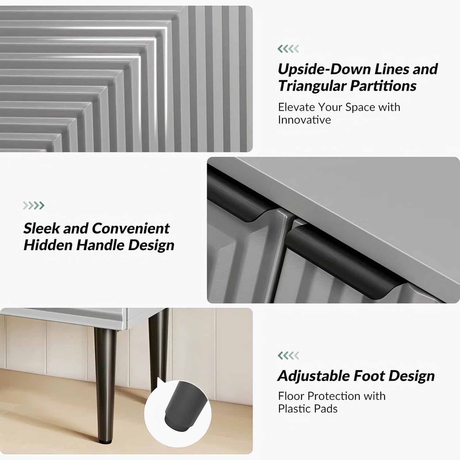 White Geometric Fluted Sideboard Cabinet | Modern Storage Furnitell