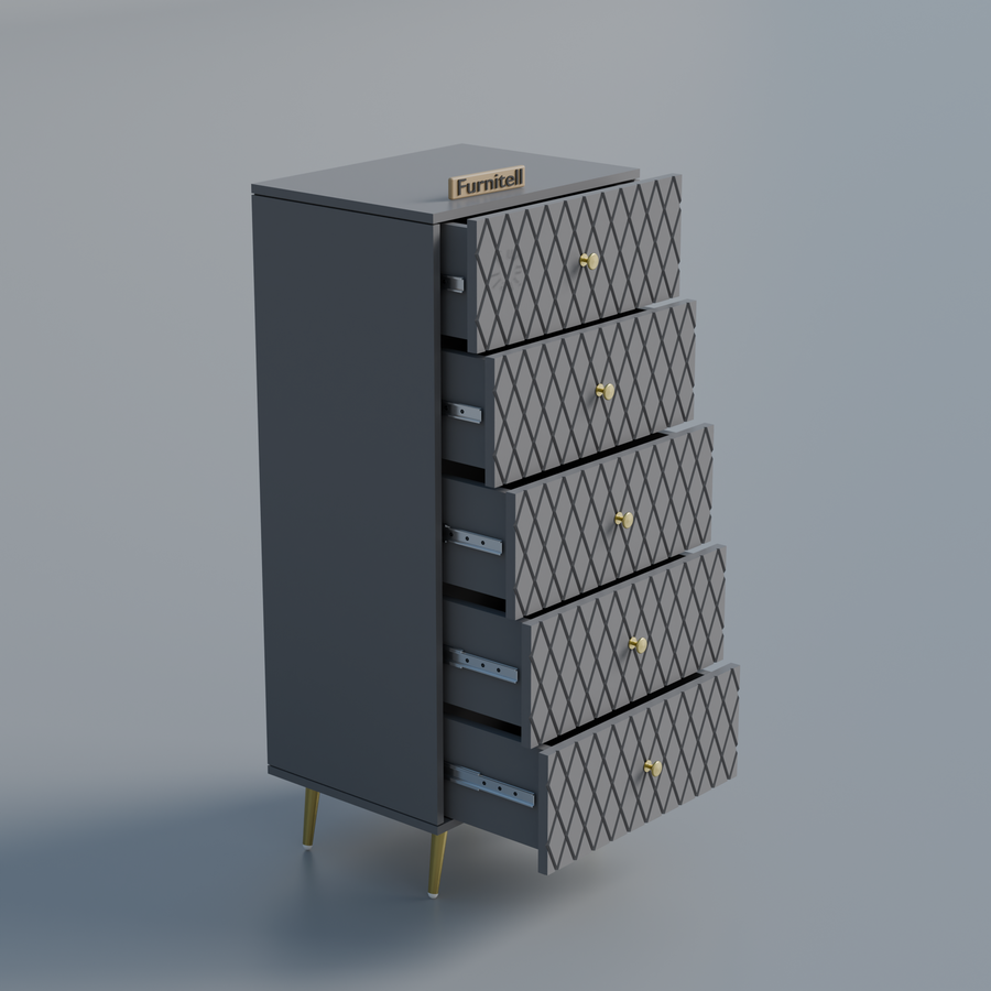 Furnitell Geometric 5 Drawer Tall Storage Chest furnitell