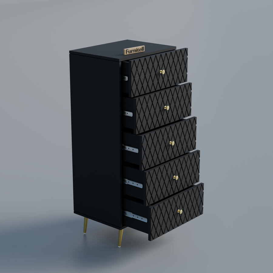 Furnitell Geometric 5 Drawer Tall Storage Chest furnitell