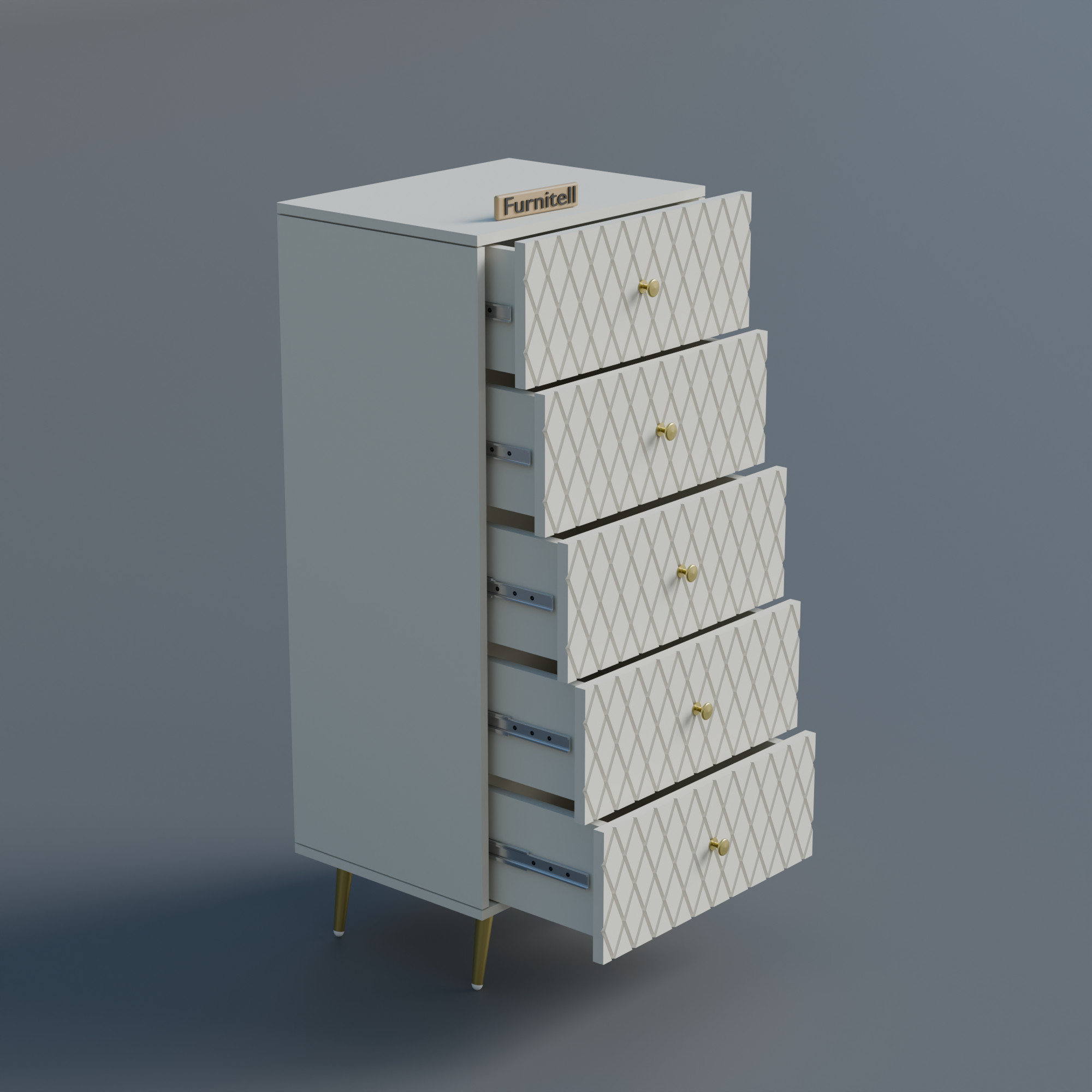Furnitell Geometric 5 Drawer Tall Storage Chest furnitell