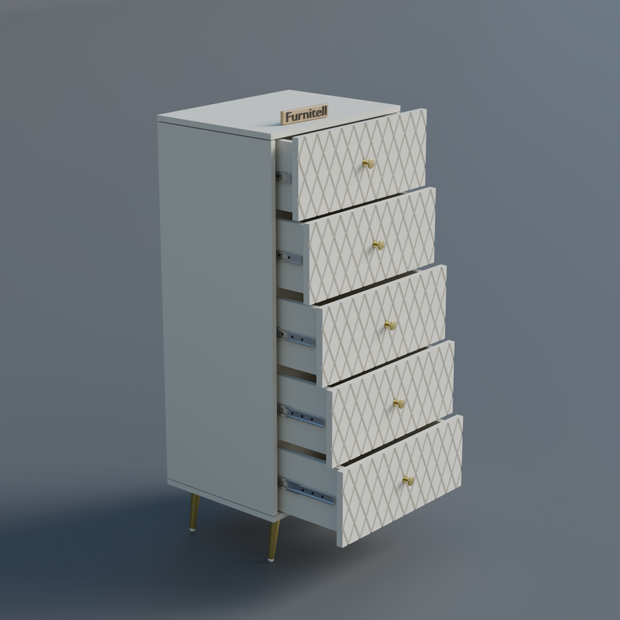 Furnitell Geometric 5 Drawer Tall Storage Chest furnitell