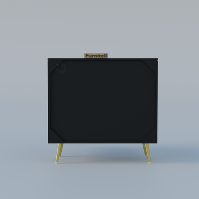 Black Geometric Wooden 2 Door Sideboard with Gold Legs Furnitell