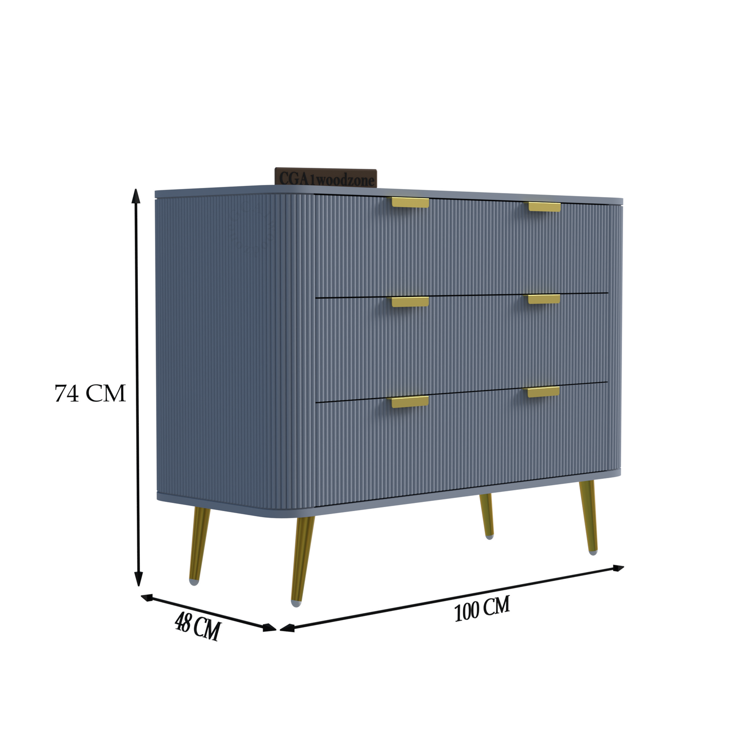 FURNITELL RR  3 DRAWER CHEST -GREY Furnitell