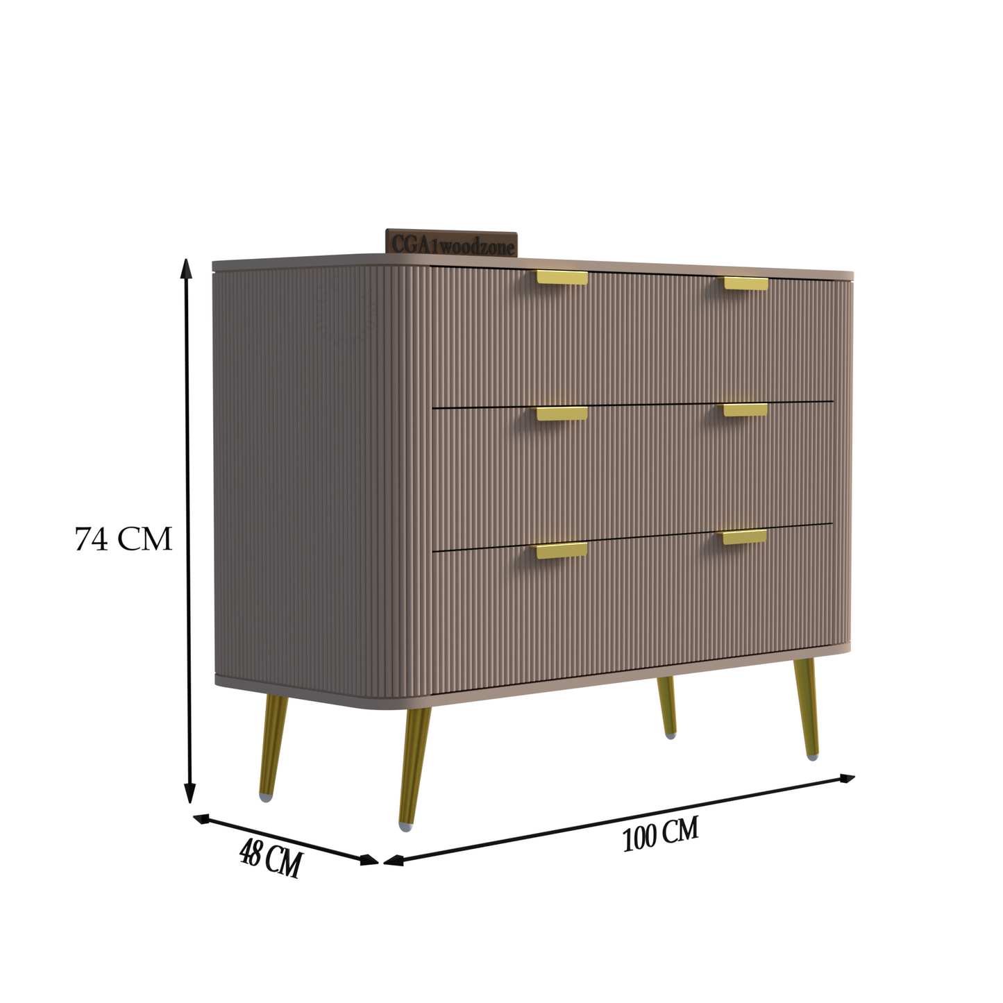 FURNITELL RR  3 DRAWER CHEST -TAUPE Furnitell