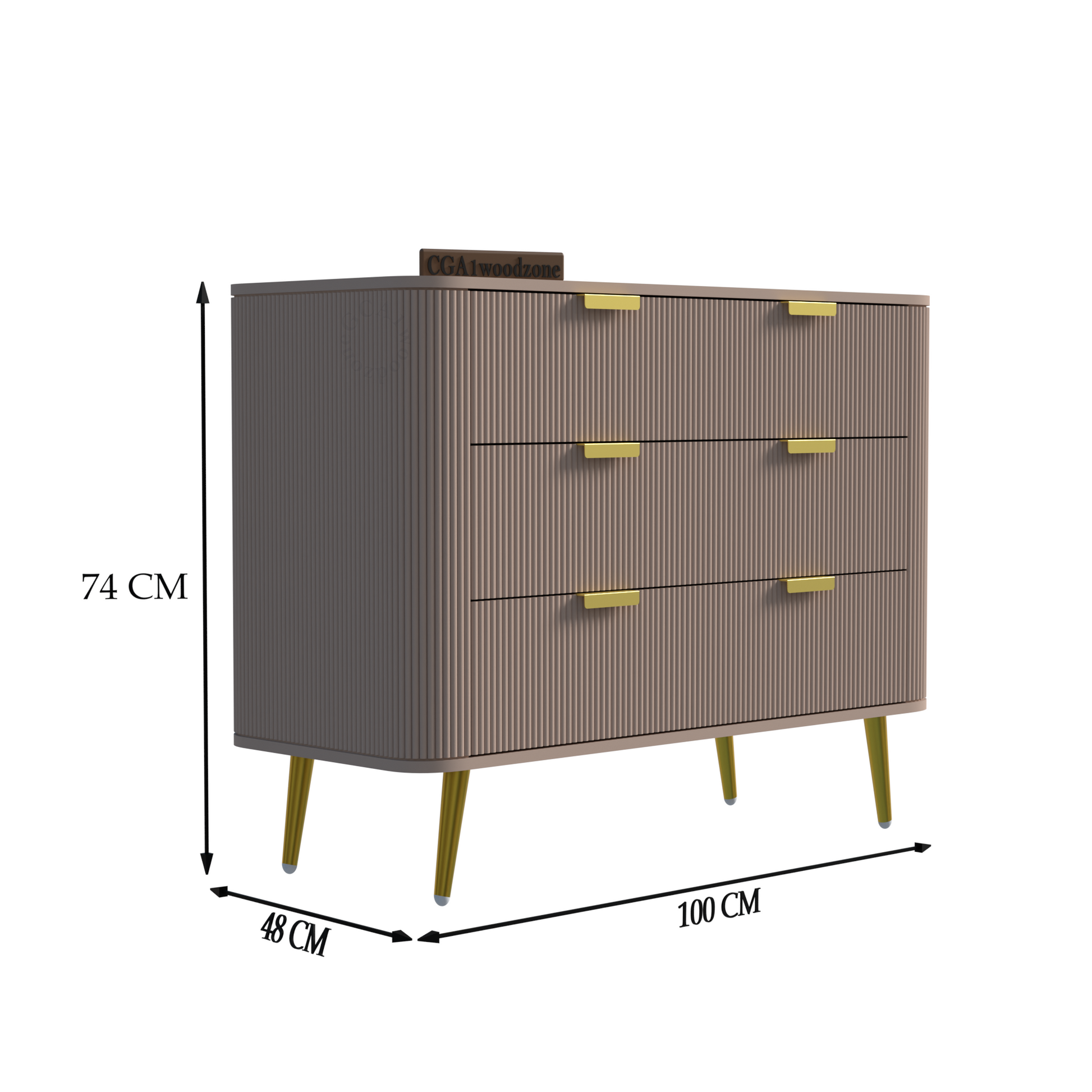 FURNITELL RR  3 DRAWER CHEST -TAUPE Furnitell