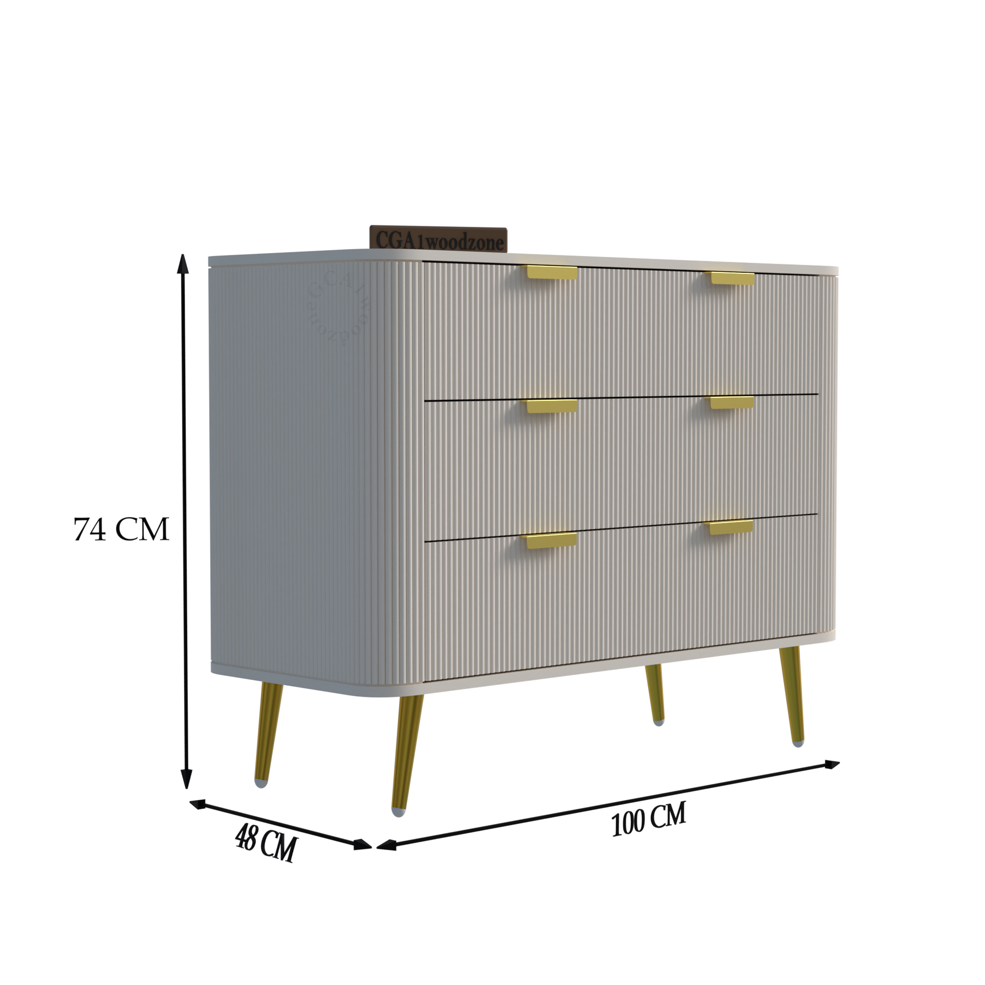 FURNITELL RR  3 DRAWER CHEST -WHITE Furnitell