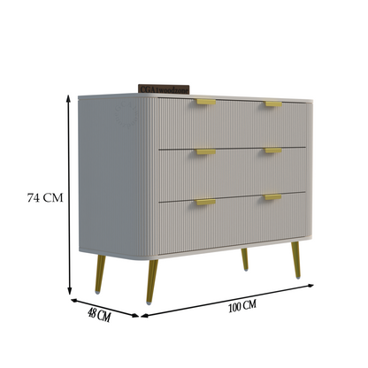 FURNITELL RR  3 DRAWER CHEST -WHITE Furnitell