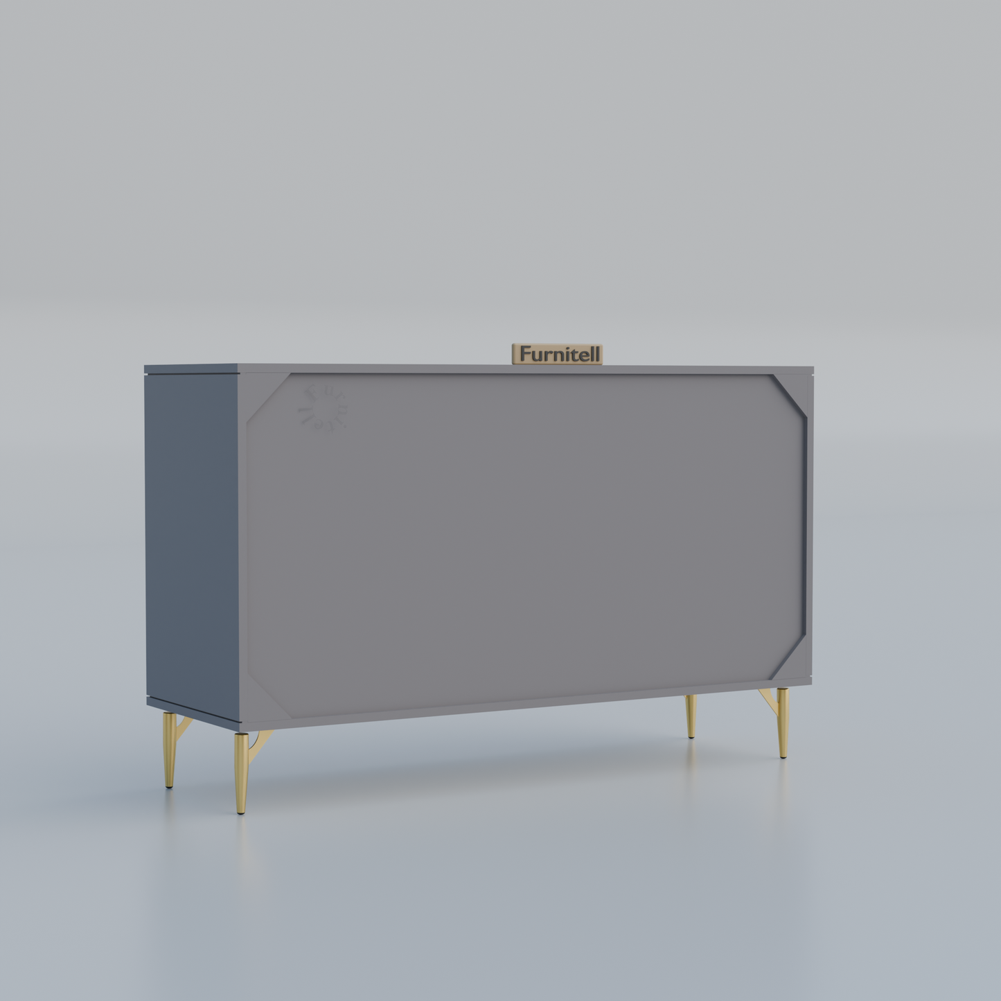 Fluted 6-Drawer Dresser – Sleek Gray & Gold Furnitell