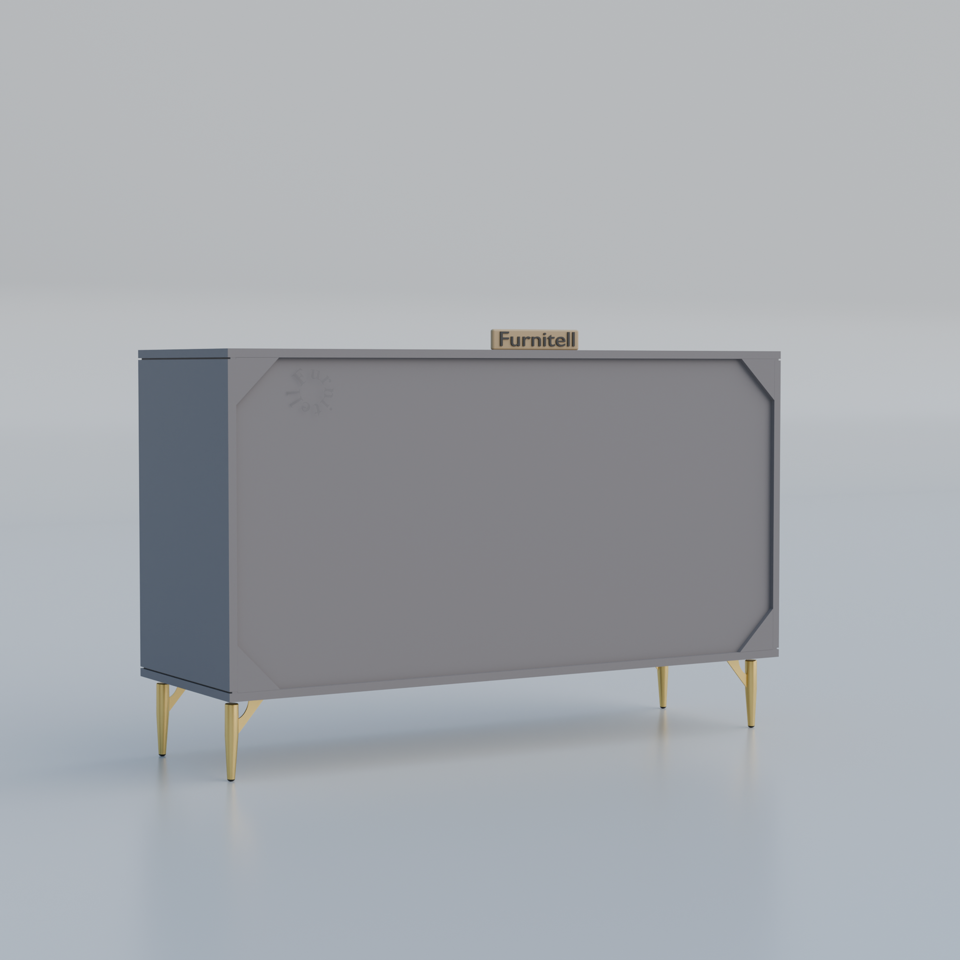 Fluted 6-Drawer Dresser – Sleek Gray & Gold Furnitell