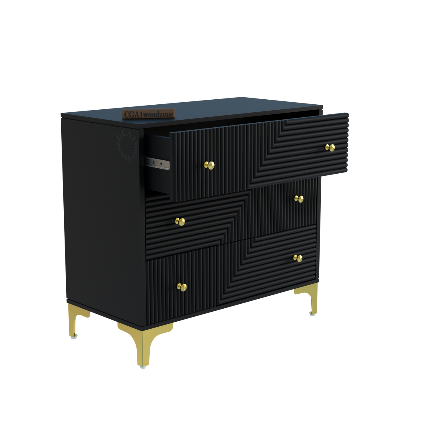 Furnitell 3 drawer chestor-black | 5 Years Warranty