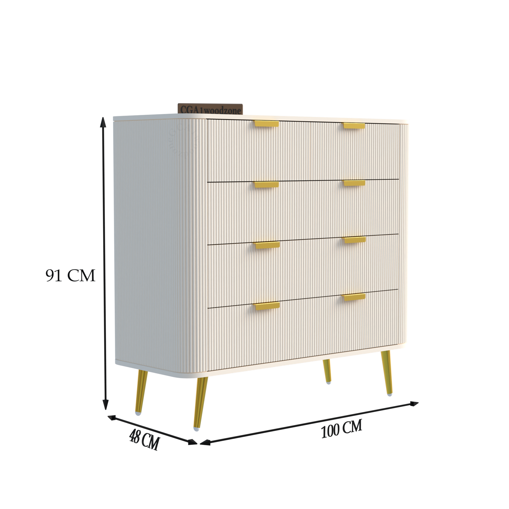 FURNITELL 5 DRAWER CHESTOR -WHITE Furnitell