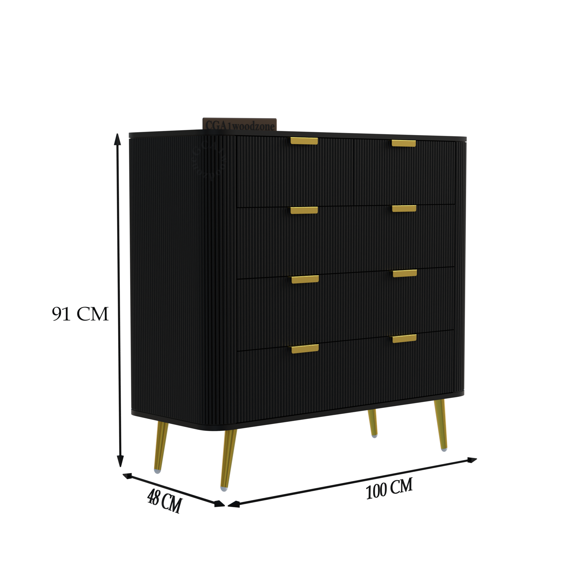 FURNITELL 5 DRAWER CHESTOR -BLACK Furnitell