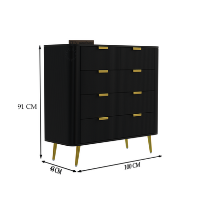 FURNITELL 5 DRAWER CHESTOR -BLACK Furnitell