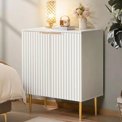 White Fluted Storage Cabinet | Modern Sideboard Furnitell