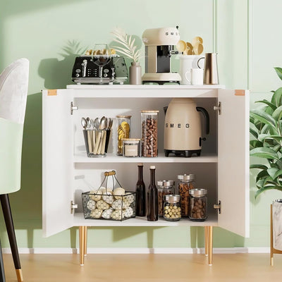 White Fluted Storage Cabinet | Modern Sideboard Furnitell