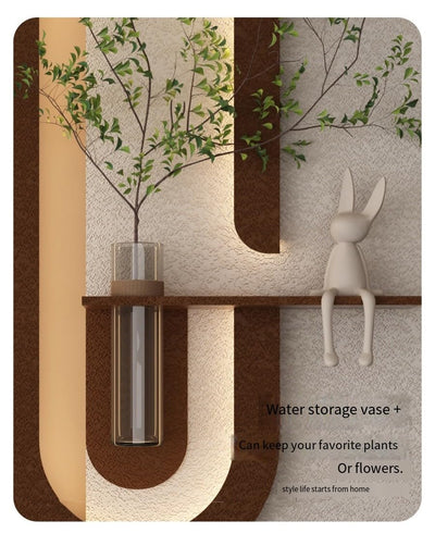 Sandstone Texture LED Wall Planter Panel with Glass Vase Furnitell