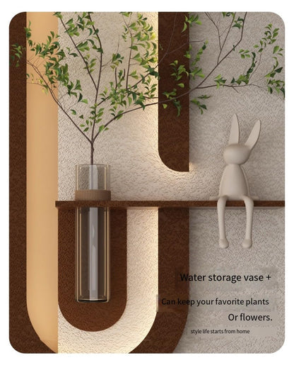 Sandstone Texture LED Wall Planter Panel with Glass Vase Furnitell