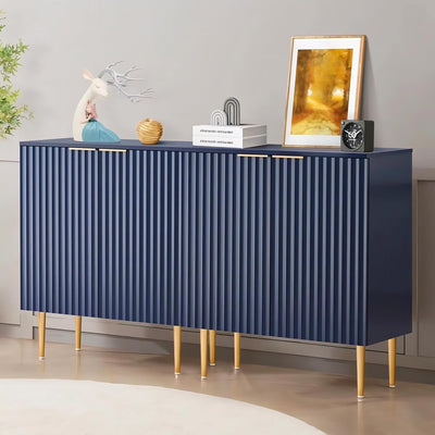 Navy Blue Fluted Sideboard Cabinet | Modern Storage Furnitell