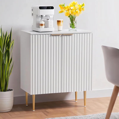 White Fluted Storage Cabinet | Modern Sideboard Furnitell