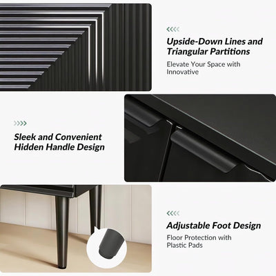 Black Geometric Fluted Sideboard Cabinet | Modern Storage Furnitell