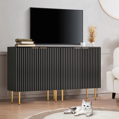 Black Fluted Sideboard Cabinet | Modern Storage Furnitell