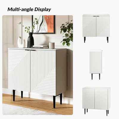 White Fluted Sideboard Cabinet | Modern Storage Furnitell