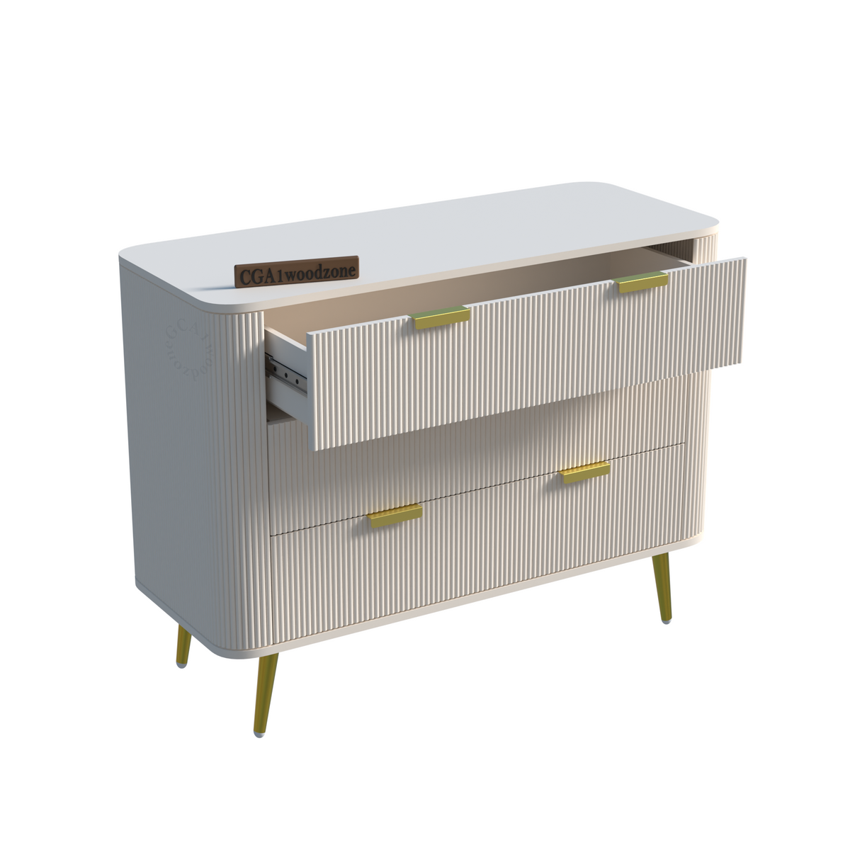 FURNITELL RR  3 DRAWER CHEST -WHITE Furnitell