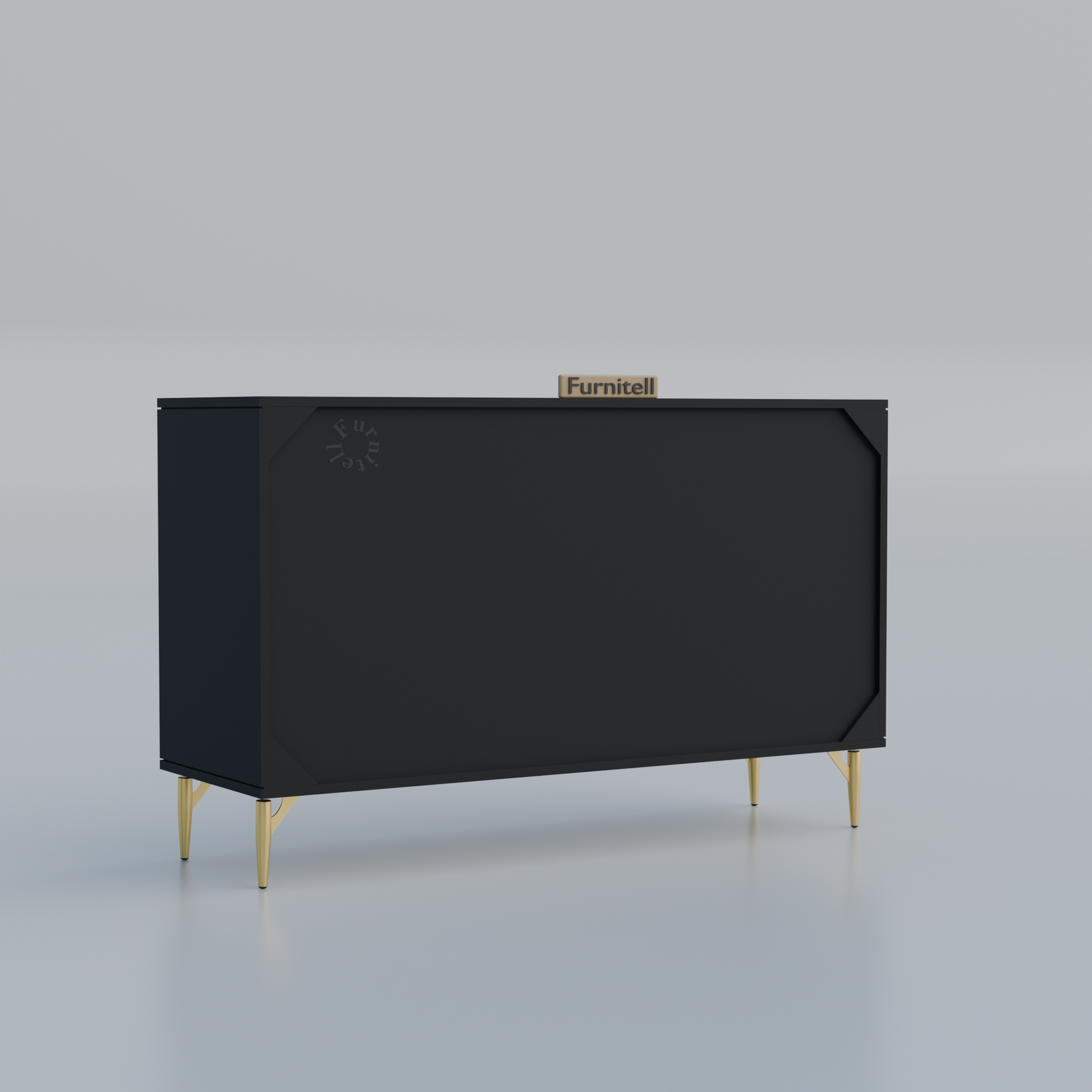 Fluted 6-Drawer Dresser – Matte Black & Gold Furnitell