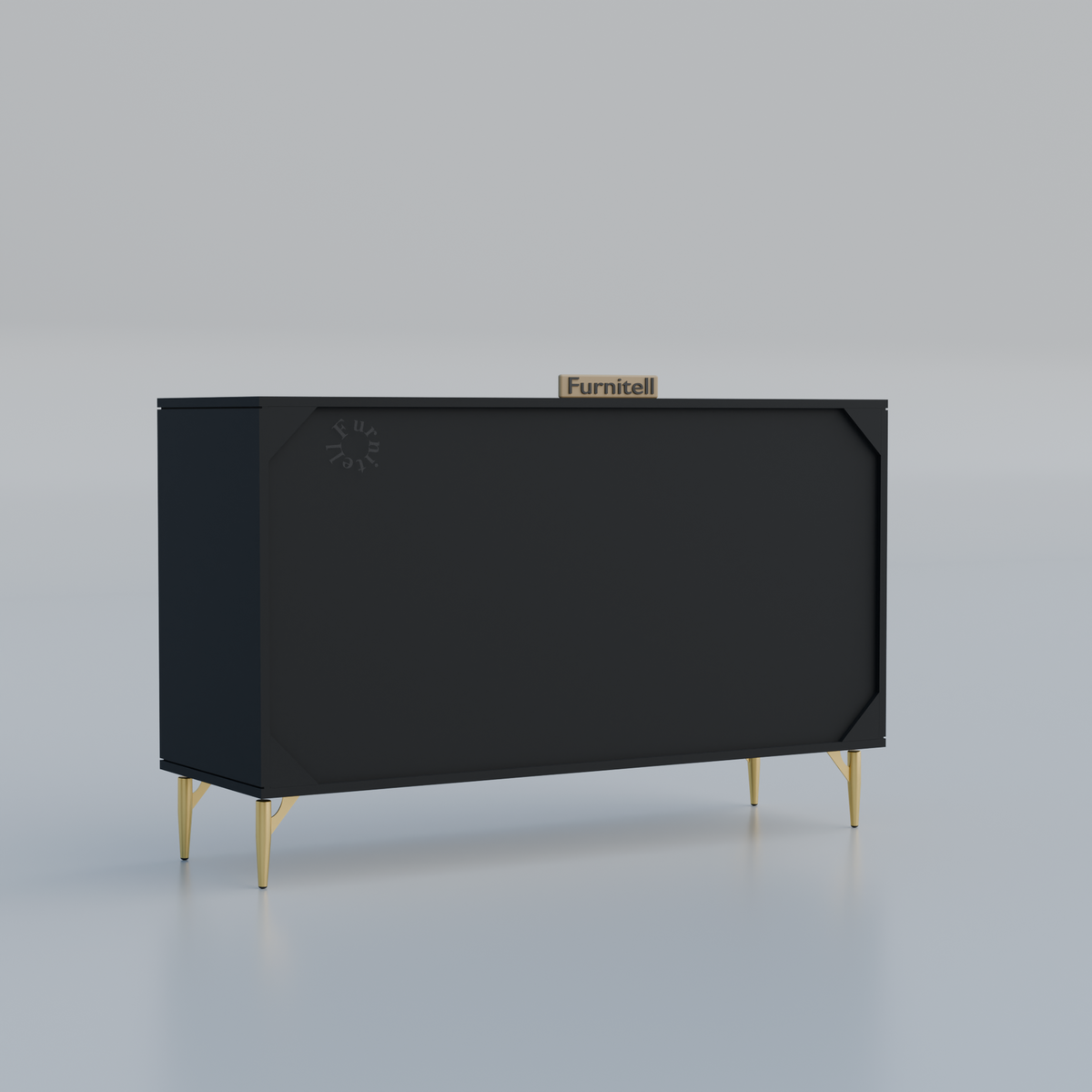 Fluted 6-Drawer Dresser – Matte Black & Gold Furnitell