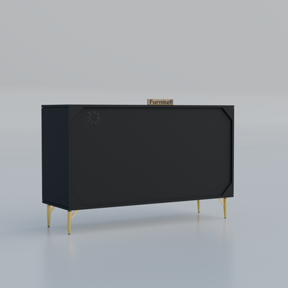 Fluted 6-Drawer Dresser – Matte Black & Gold Furnitell