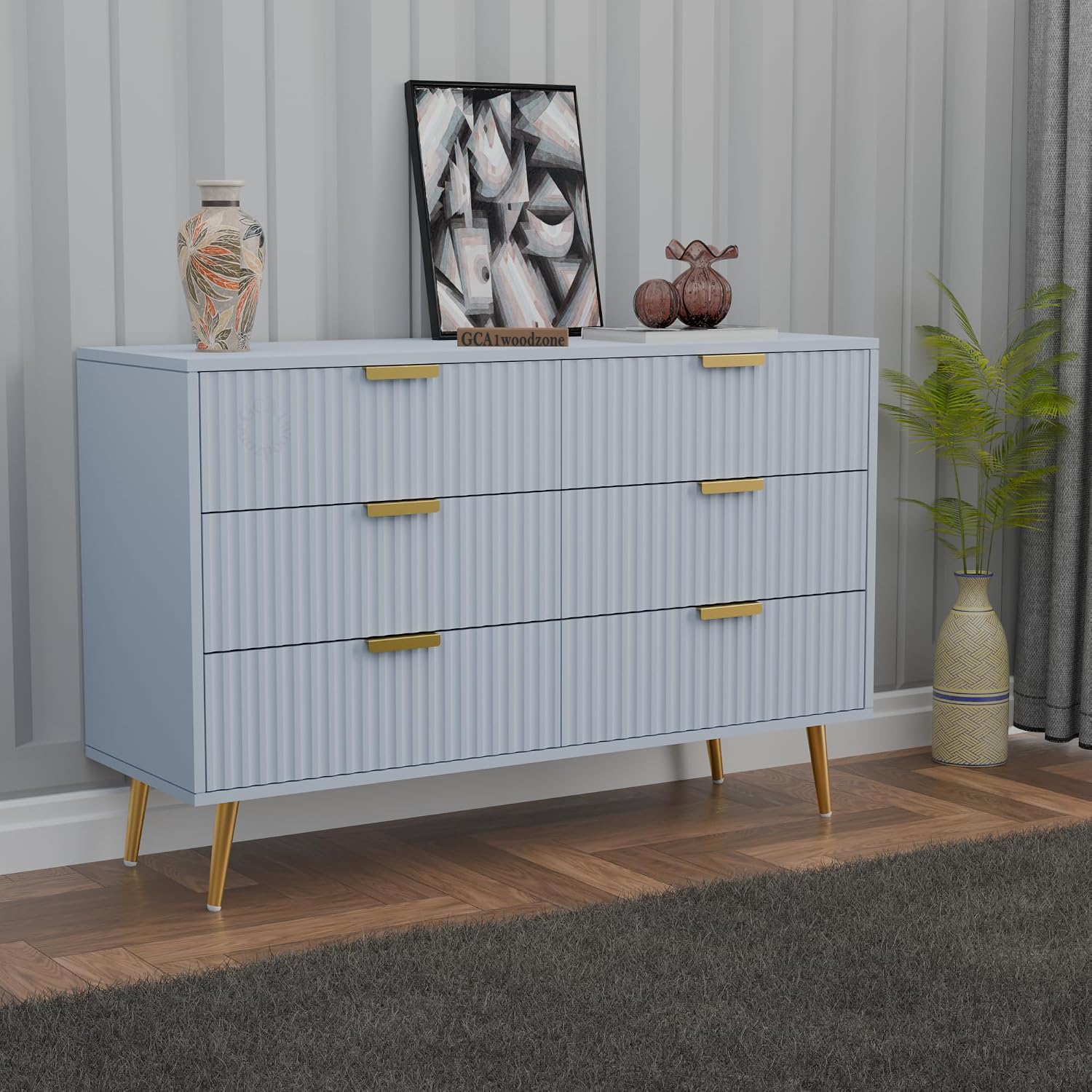 White Fluted 3-Drawer Sideboard Cabinet | Modern Storage Furnitell