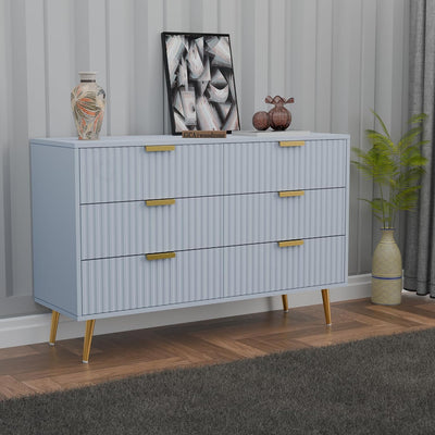 White Fluted 3-Drawer Sideboard Cabinet | Modern Storage Furnitell