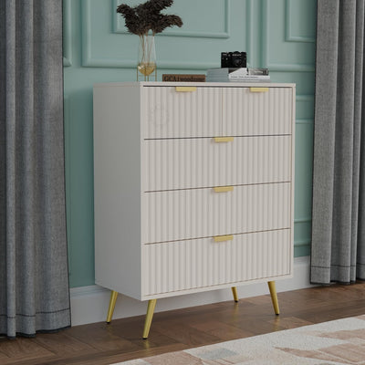White Fluted 4-Drawer Storage Cabinet | Modern Design Furnitell
