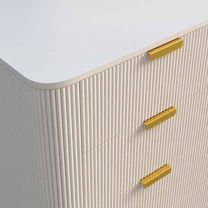 White Fluted 4 Drawer Chest with Golden Handles furnitell