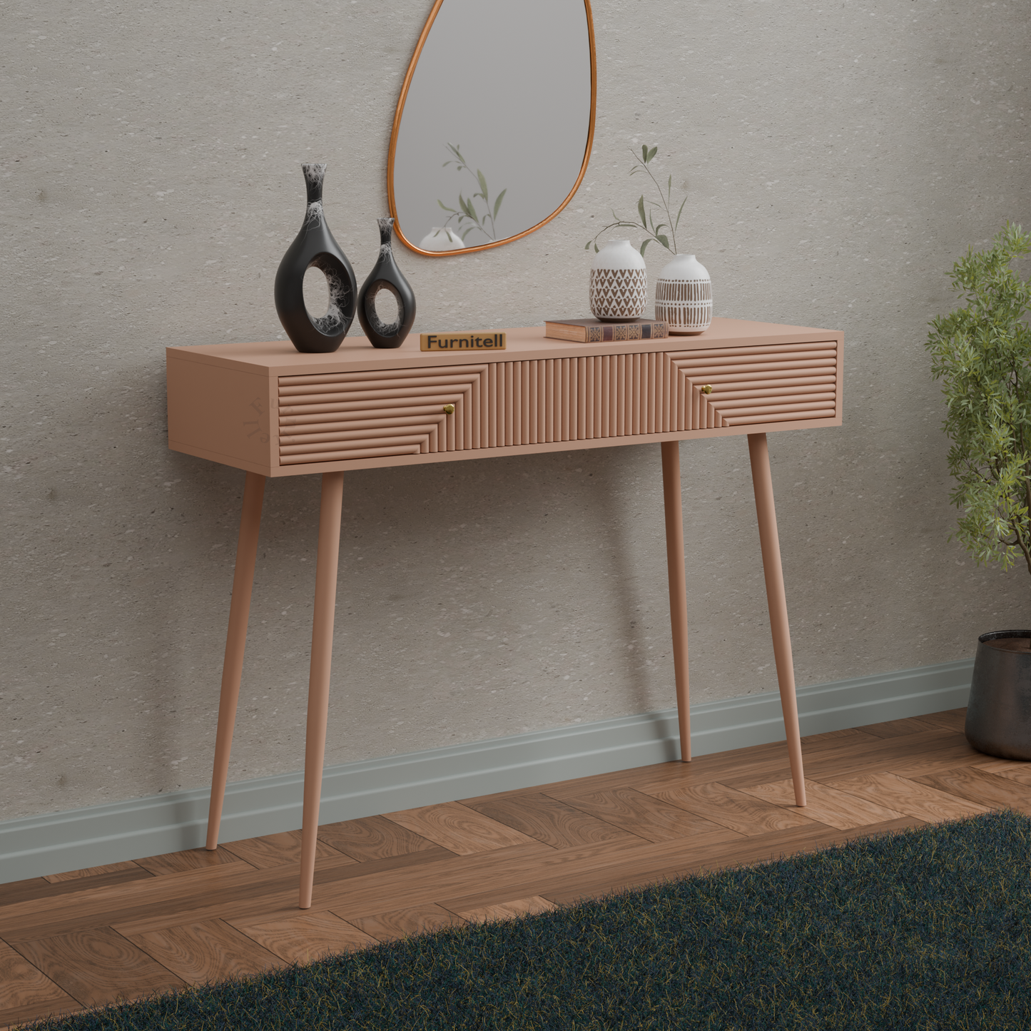 Furnitell Modern Console Table with 2 Drawers | 5 Year Warranty