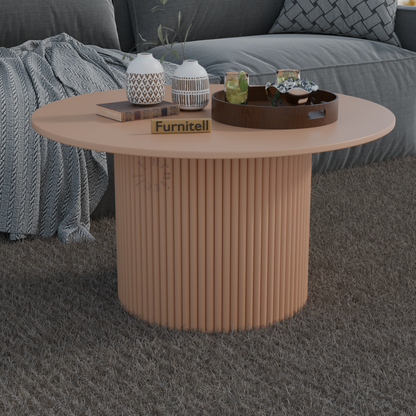 Furnitell Modern Round Solid Wood Coffee Table | 5 Year Warrantry