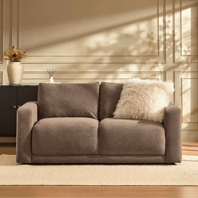 Mushroom 2 Seater Sofa with Deep Cushions & Wide Arms furnitell