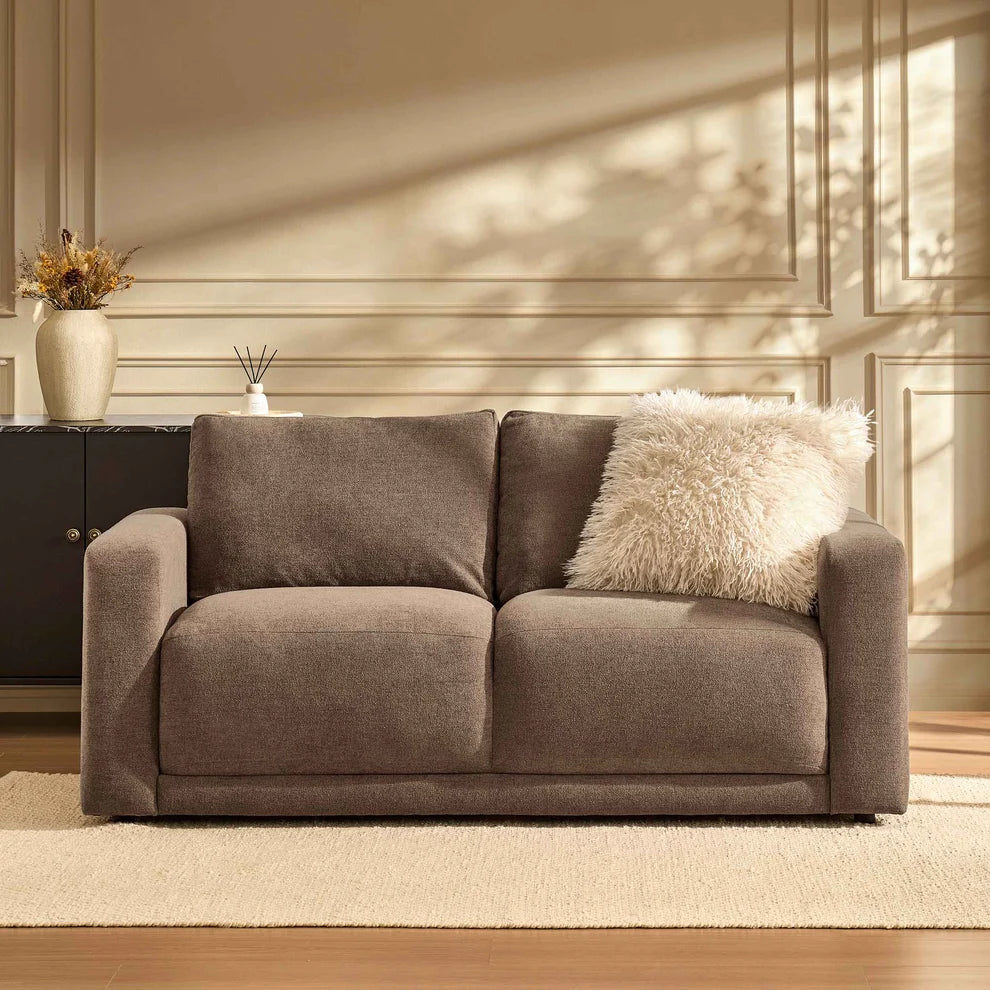 Mushroom 2 Seater Sofa with Deep Cushions & Wide Arms furnitell