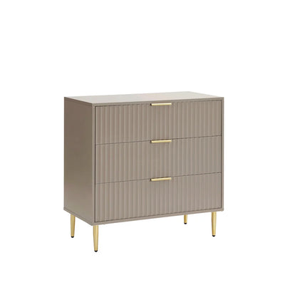 Taupe Fluted 3-Piece Bedroom Storage Set furnitell