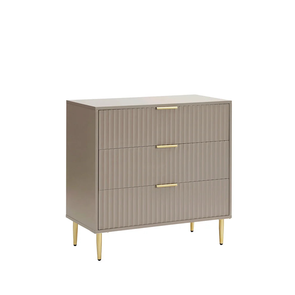 Taupe Fluted 3-Piece Bedroom Storage Set furnitell