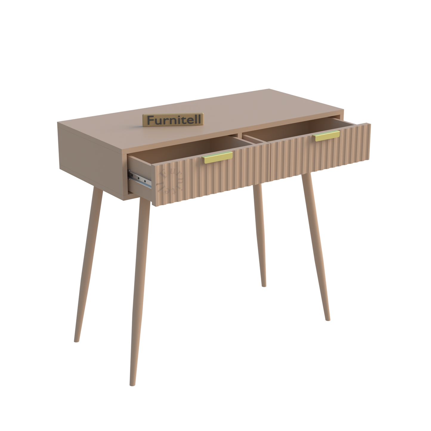 Furnitell Modern Fluted Console Table with Drawer | 5 Year Warranty