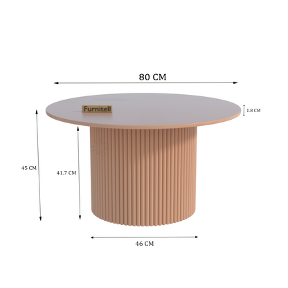 Furnitell Modern Round Solid Wood Coffee Table | 5 Year Warrantry