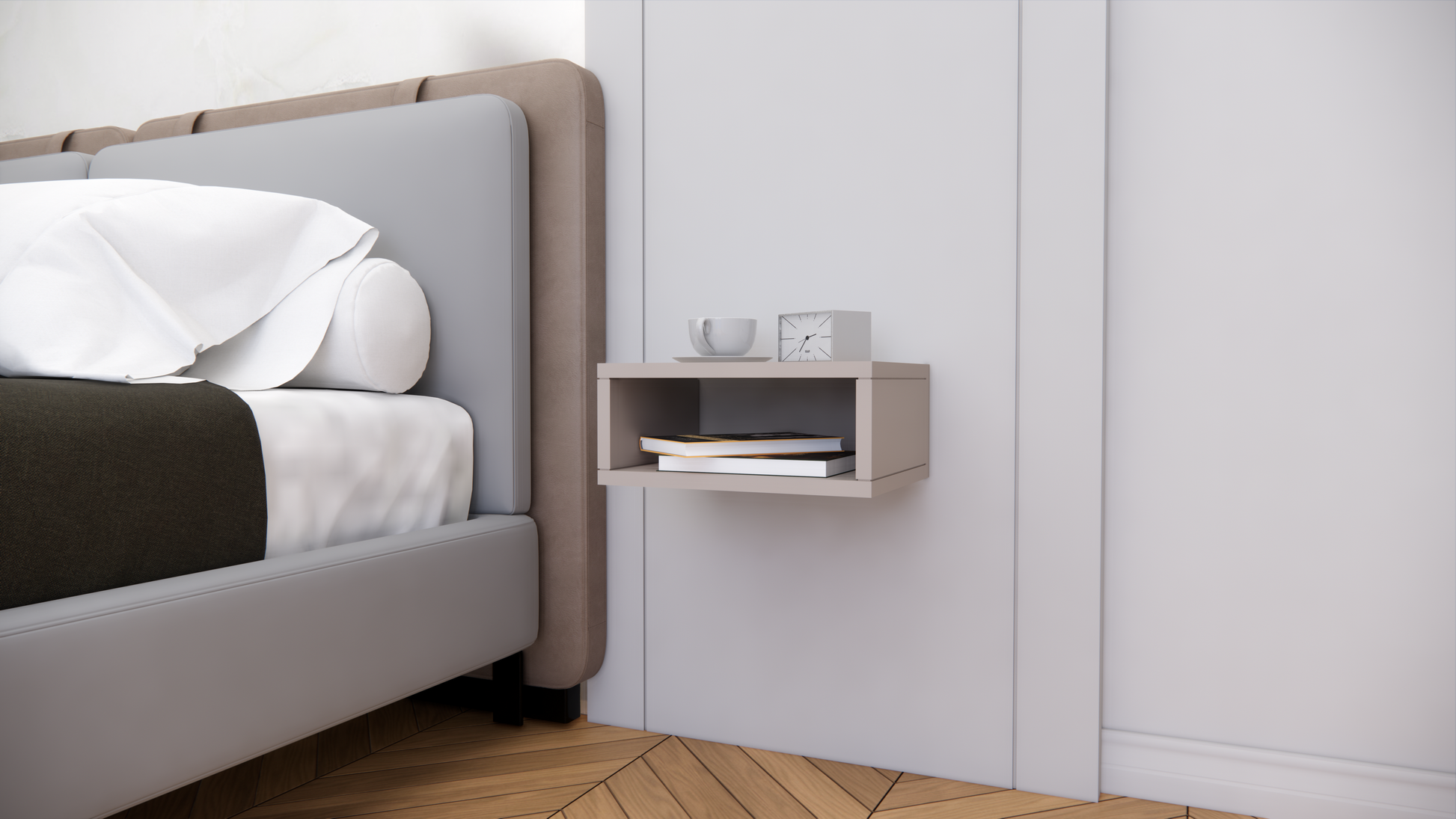 FURNITELL WELLMOUNT BED SIDE-BEIGE Furnitell