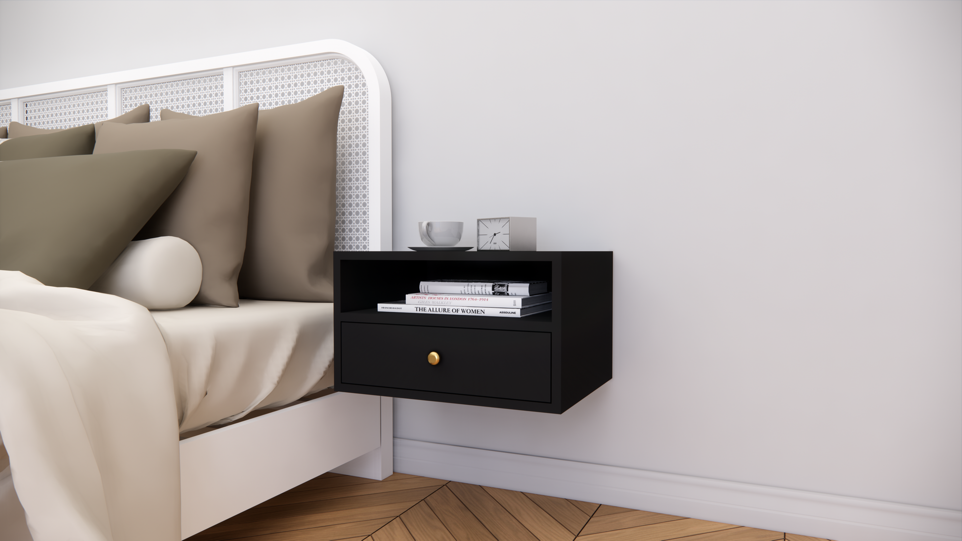 FURNITELL WELLMOUNT BED SIDE-BLACK Furnitell
