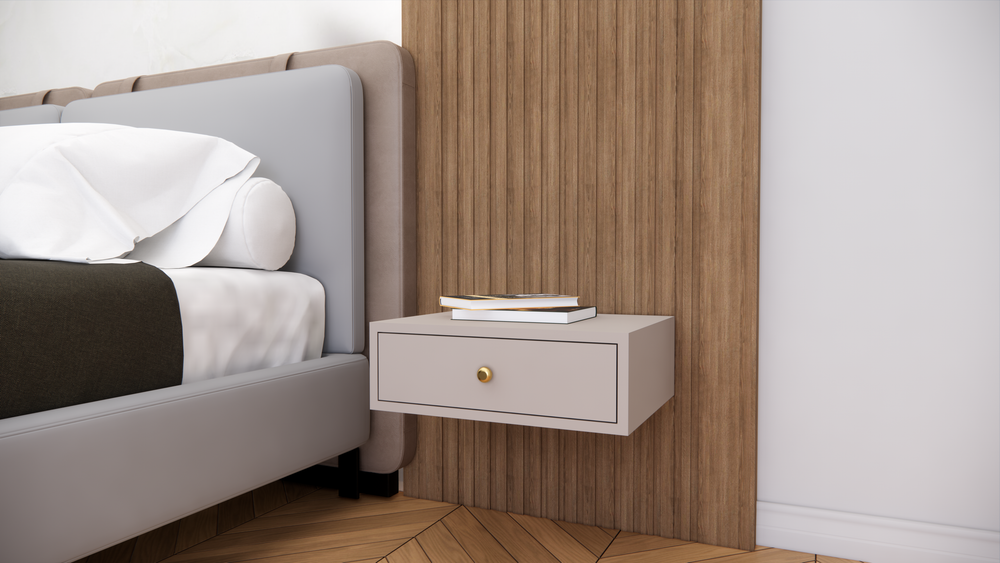 FURNITELL WELLMOUNT BED SIDE-BEIGE Furnitell